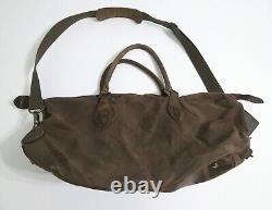 Vintage Barbour Leather Canvas Weekend Travel Distressed Brown Carry On Bag