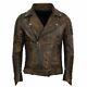 Vintage Biker Distressed Brown, Real Leather Jacket Men's Stylish Coat / Xs-5xl