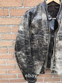 Vintage Brown Brooks Leather Motorcycle Jacket Cafe Racer Distressed Men Size 42