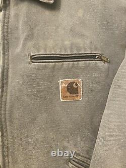 Vintage Carhartt Blanket Lined Canvas Detroit Jacket Cord Collar Size Large