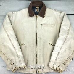 Vintage Carhartt Detroit Jacket Men's M Tan Blanket Lined Duck Work Distressed