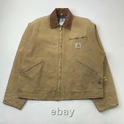 Vintage Carhartt Detroit Jacket Size 44 Medium Made in USA Distressed Workwear