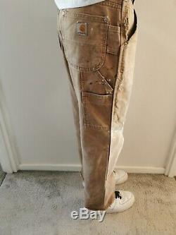 Vintage Carhartt Double Knee Distressed Work Trousers Pants Brown Tan W30 L29