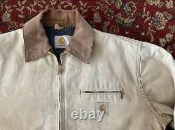 Vintage Carhartt Jacket Brown J01 Detroit Size Medium Thrashed Distressed USA