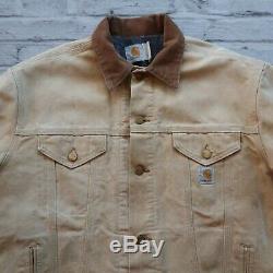 Vintage Carhartt Lined Canvas Trucker Jacket Distressed Made in USA Wip