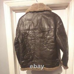 Vintage Distressed Genuine 100% Leather Sheepskin Flying Jacket size (M)
