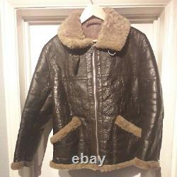Vintage Distressed Genuine 100% Leather Sheepskin Flying Jacket size (M)