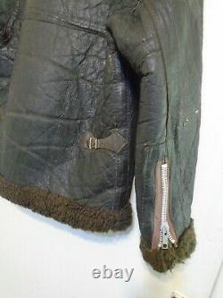 Vintage Distressed Heavy Leather Mkv1 Sheepskin Flying Jacket Size S