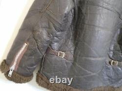 Vintage Distressed Heavy Leather Mkv1 Sheepskin Flying Jacket Size S