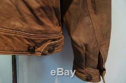 Vintage Distressed LEVI'S Leather Trucker, Lumberjack Jacket Size L