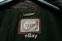 Vintage Distressed LEVI'S Leather Trucker, Lumberjack Jacket Size L