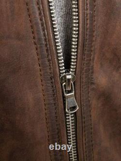 Vintage Distressed Mens Brown Leather Jacket
