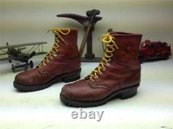 Vintage Distressed Oxblood Made In USA Chippewa Lace Up Logger Boots Size 9 E