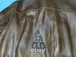 Vintage Distressed Schott Leather Jacket Bomber Brown Lambskin Sheepskin 42 USA