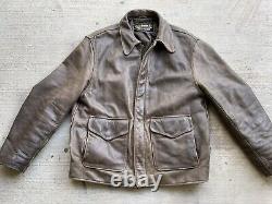 Vintage Distressed Wested Indiana Jones Raiders Leather Jacket XLarge Cosplay XL