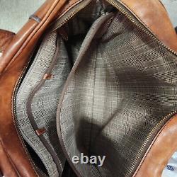 Vintage Fossil Leather Briefcase Messenger Shoulder Bag Distressed Brown Laptop