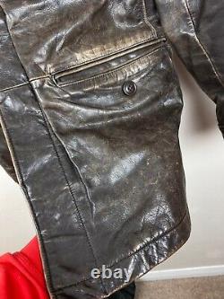 Vintage Gap Mens Distressed Zip Jacket Cow Leather Dark Brown Y2K 2003 Size M