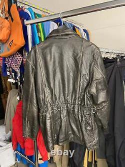 Vintage Great Look Men's Leather Jacket Size L Distressed Brown Biker