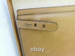 Vintage Gucci Supreme Web Leather Briefcase Tan Leather Hipster Distressed