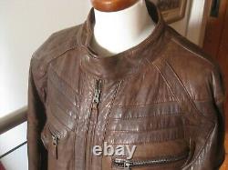 Vintage HELIUM brown tan leather RACER BIKER JACKET 2XL XL 44 46 distressed soft