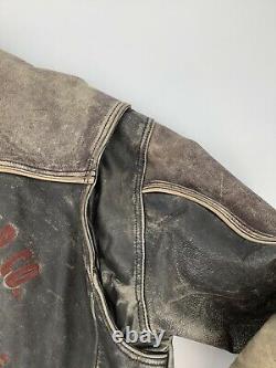Vintage Harley Davidson Milwaukee Brown Distressed Leather Jacket Mens Large