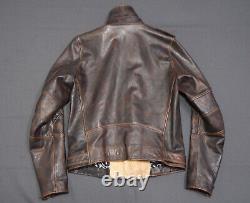 Vintage Hugo Boss Motorcycle Leather Jacket Men L Slim Fit Distressed Aged Biker