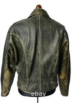 Vintage Leather Biker Jacket Cheyenne Distressed 44R (L)