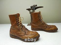Vintage Made In USA Brown Distressed Lace Up Packer Farm Chore Work 8 D Boots