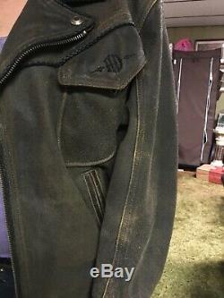Vintage Med Harley Davidson Billings distressed Leather Jacket With HD Logo Pins
