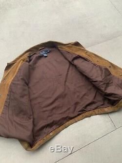 Vintage Polo Ralph Lauren Mens L Trucker Jacket Leather Distressed Oil Suede