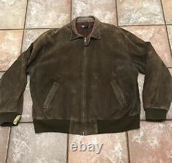 Vintage Polo by Ralph Lauren Suede Leather Bomber Jacket Mens Size XL Distressed