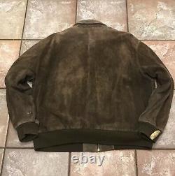 Vintage Polo by Ralph Lauren Suede Leather Bomber Jacket Mens Size XL Distressed
