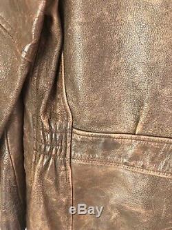 Vintage RRL Ralph Lauren Polo Distressed Bomber Leather Jacket Shearling Coat