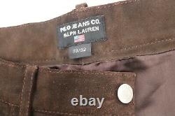 Vintage Ralph Lauren Polo jeans leather pants dark brown distressed men's 32
