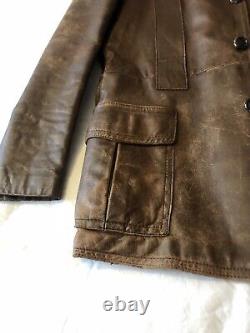 Vintage Retro Mens Leather Distressed Blazer Jacket 42