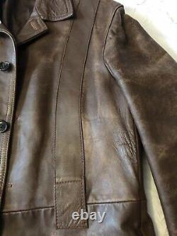 Vintage Retro Mens Leather Distressed Blazer Jacket 42