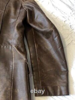 Vintage Retro Mens Leather Distressed Blazer Jacket 42