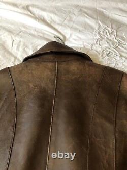 Vintage Retro Mens Leather Distressed Blazer Jacket 42