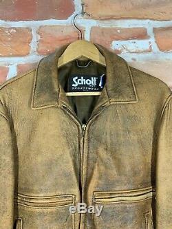 Vintage SCHOTT 42 US L Distressed Military Leather Motorcycle Bomber Jacket