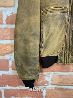 Vintage SCHOTT 42 US L Distressed Military Leather Motorcycle Bomber Jacket