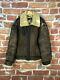Vintage Schott Xxl Military Nyc Distressed Shearling Leather B-3 Bomber Jacket