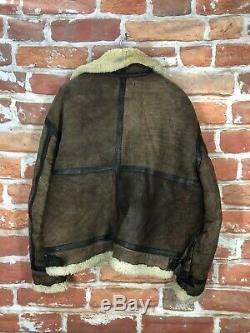 Vintage SCHOTT XXL Military NYC Distressed Shearling Leather B-3 Bomber Jacket