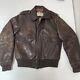 Vintage Schott Brown Leather Bomber Flight Jacket Coat Usa 40 Medium Distressed