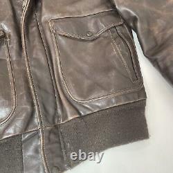 Vintage Schott Brown Leather Bomber Flight Jacket Coat USA 40 Medium Distressed
