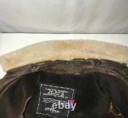 Vintage Schott Leather Jacket 42 Bomber Brown Lambskin Sheepskin Distressed USA