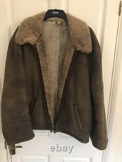 Vintage Shearling Distressed Leather Genuine Sheepskin Flying Jacket