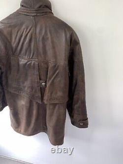 Vintage Style International 90's Brown Real Leather Jacket Distressed Medium