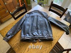 Vintage Trailer Mens M Leather Trucker Motorcycle Jacket dark brown distressed