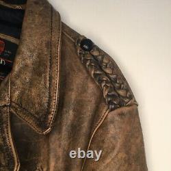 Vintage WRD Chevignon Distressed Leather Motorcycle Jacket! Read Description