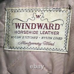 Vintage Windward Mens Large Leather Jacket Horsehide Distressed Patina 1940s